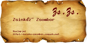 Zsinkó Zsombor névjegykártya